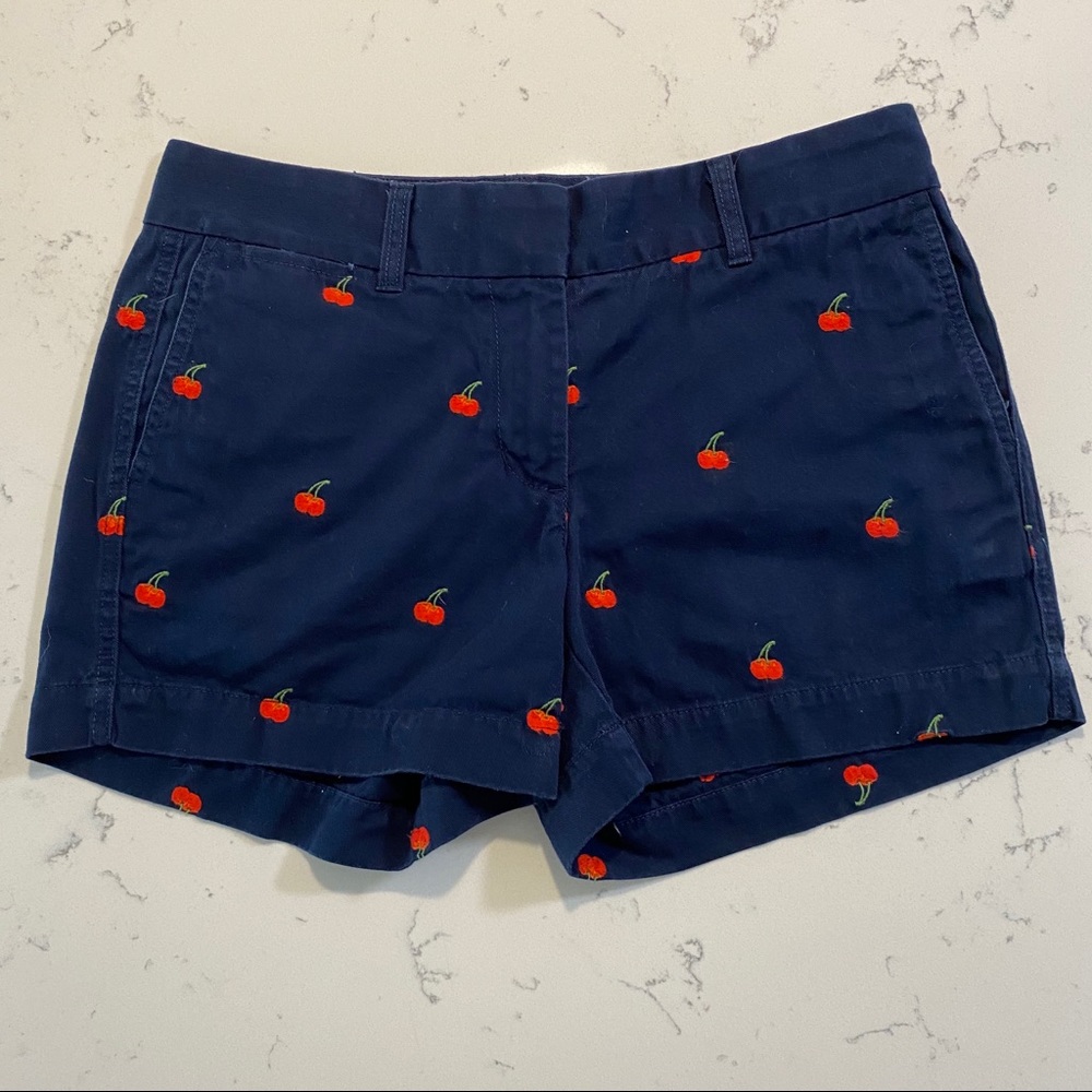 JCrew Chino Cherry Print Shorts, Size 2